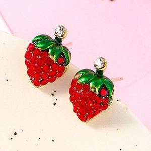 GOLD CRYSTAL STRAWBERRY STUD EARRINGS